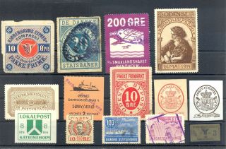 Denmark,  Scandinavia 14 Stamps - - Revenues / Railway / Back Of Book - - F/vf