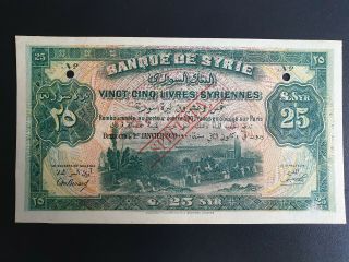 Syria Banque De Syrie 25 Livres 1.  1.  1920 Pick 8s Specimen Aunc