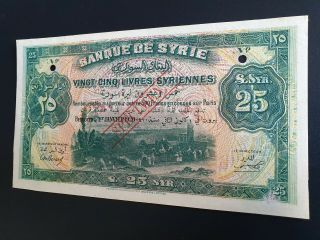 Syria Banque de Syrie 25 Livres 1.  1.  1920 Pick 8s Specimen aUNC 3