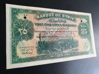 Syria Banque de Syrie 25 Livres 1.  1.  1920 Pick 8s Specimen aUNC 4