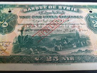 Syria Banque de Syrie 25 Livres 1.  1.  1920 Pick 8s Specimen aUNC 5