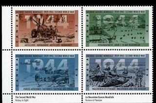 Canada Stamp 1540a Second World War 1944 - 1994 4 X 43¢ 1537 - 1538 - 1539 - - 1540 Mnh