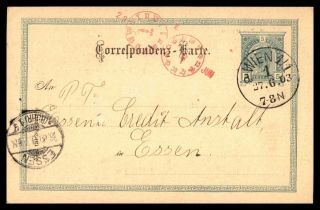 Mayfairstamps 1903 Austria Wien To Essen Germany Red Timestamp Stationery Card W