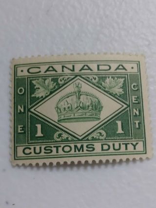 Canada Customs Duty Stamp - 1912 1 Cent Stamp Plus