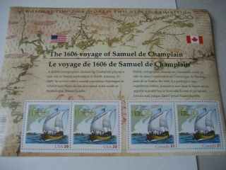 Canada 51c 1606 Voyage Of Samuel De Champlain Souvenir Sheet