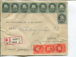 Hungary Infla Reg Cover Front To Sweden 22 Mar 1946