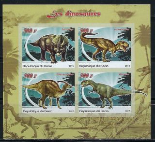 M1583 Nh 2015 Imperf Souvenir Sheet Of 4 Prehistoric Dinosaurs " T - Rex "