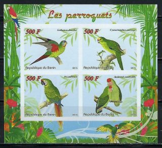 M1620 Nh 2015 Imperf Souvenir Sheet Of 4 Diff.  Birds Parrots
