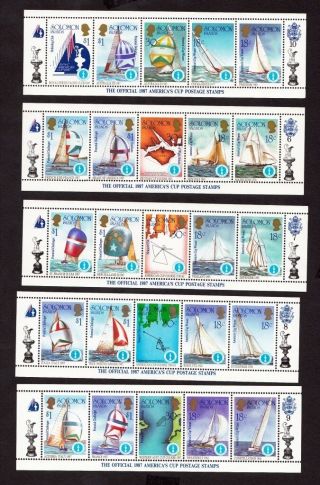 1986 Solomon Islands Stamps - Americas Cup - 10 Strips Of 5 - Mnh See 2 Scans