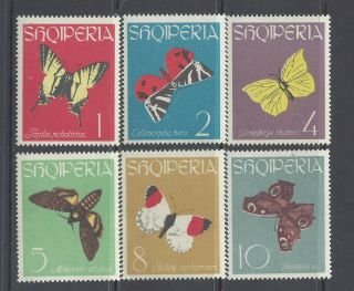 Albania 1963 Butterflies And Moths Set Of 6 Mnh Sg 774/779