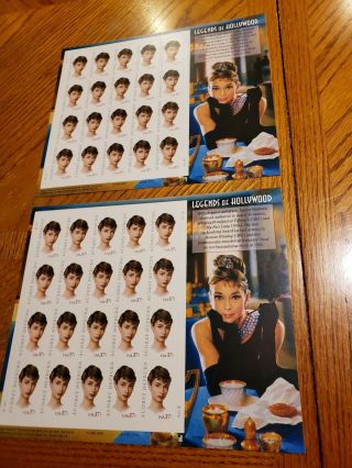 2003 Scott 3786 - 37¢ Audrey Hepburn - Legends Of Hollywood - (2) Sheets Mnh