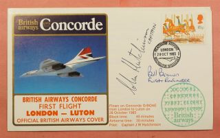 1983 Gb Signed British Airways Concorde First Flight London To Luton