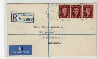 Scotland - Aberdeen: 1937 Registered Air Mail Cover To Bressay,  Shetland (c41979)