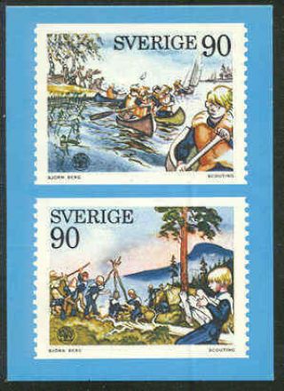 Sweden 1975 Boy Scouts Canoes Color Postcard