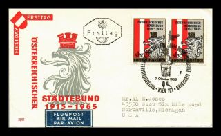 Dr Jim Stamps Austrian City Union Fdc Combo Airmail Austria Scott 753 Cover