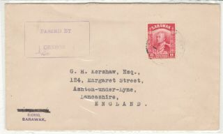 Sarawak Censored Letter To England Affixed Cvb 1941 8c Carmine Stamp.