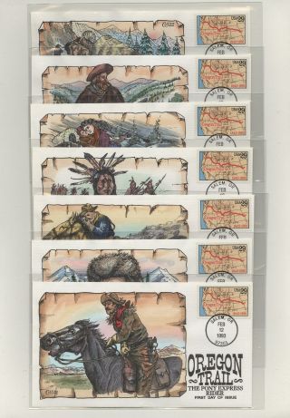 Us - Oregon Trail,  Set Of 7 Collins Hand Painted Fdcs Lot 9