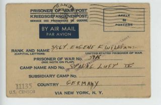 Mr Fancy Cancel Ww Ii Prisoner Of War Censored 1943? Ltr 1594