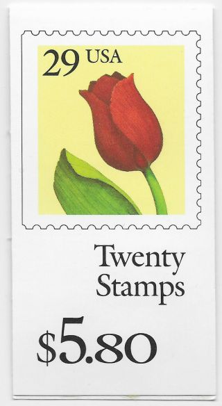 Scott 2527a Us Booklet Red Flower 20 X 29 Cent Nh