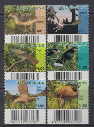 Zealand 1996 Extinct Birds Set Of 6 Mnh