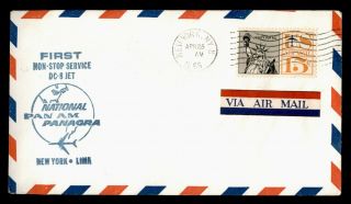 Dr Who 1966 York Ny To Lima Peru Pan Am First Flight Air Mail C118848