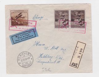 Liechtenstein 1930 Three Air Stamps On Air Cover/ Special P.  Mark M385