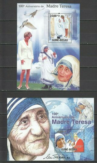 Bc771 2010 Guinea - Bissau Great Humanists 100th Anniversary Mother Teresa 2bl Mnh
