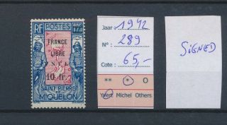 Lk80642 St Pierre Et Miquelon 1942 France Libre Overprint Mh Cv 65 Eur
