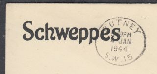 1944 uprated Stationery Envelope,  ' S ' (Schweppes) Perfin: Brewery,  Spalding,  Lincs 2