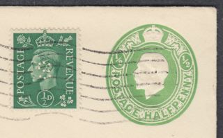 1944 uprated Stationery Envelope,  ' S ' (Schweppes) Perfin: Brewery,  Spalding,  Lincs 3