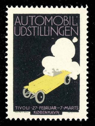 Denmark Poster Stamp - Automobile Exhibition - 1920s