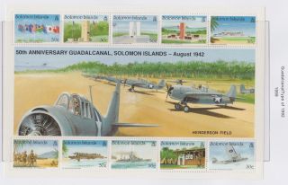 Solomon Islands 1999 Guadalcanal 50th Anniversary Sheetlet U/mint