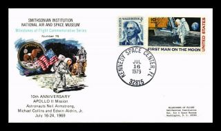 Dr Jim Stamps Us Apollo 11 Tenth Anniversary Flight Milestone 75 Air Mail Cover
