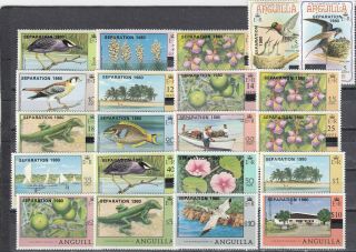 A111 - Anguilla - Sg421 - 442 Mnh 1980 Ovpt & Surch Stamps Separation 1980