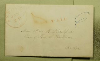 Dr Who 1876 Andover Md Stampless Folded Letter Postage Paid C132155