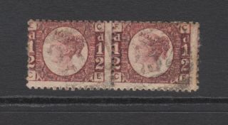 Gb Qv 1/2d Rose Sg49 Plate 15 Bantam " Ce/cf " 1870 Stamps