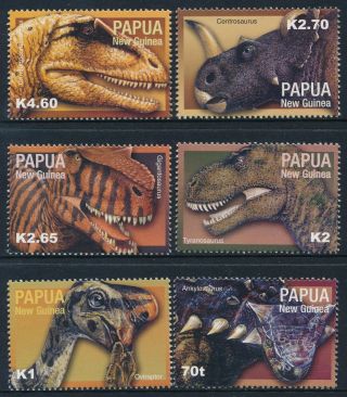 2004 Papua Guinea Dinosaurs Set Of 6 Fine Mnh