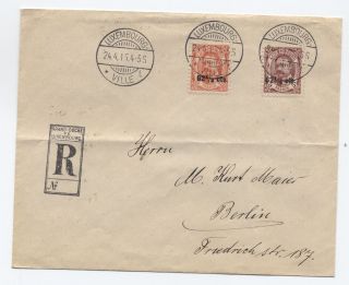 1915 Luxembourg Scott 95 - 96 Surcharges On Registered Cover To Germany [y2159]