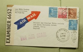 Dr Who 1942 Ny Airmail To England Wwii Censored Prexie E55195