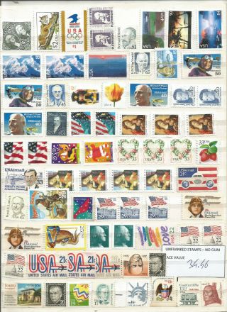 Usa 50 Off Discount Under F.  V.  Usd 50 Stamps X Postage Lot Unfranked Up To 5 $