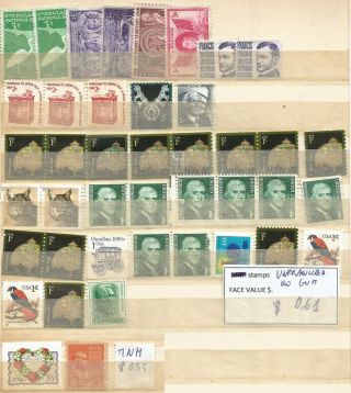 USA 50 OFF Discount Under F.  V.  USD 50 Stamps x Postage Lot Unfranked up to 5 $ 3