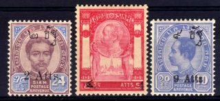 Thailand Siam 1908 Surcharges Hinged Set,  Sg 110 - 112