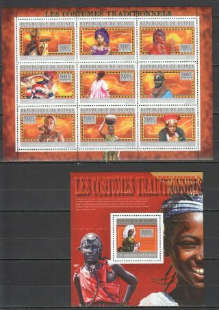 Bc334 2010 Guinea Art Culture Traditional Costumes 1kb,  1bl Mnh