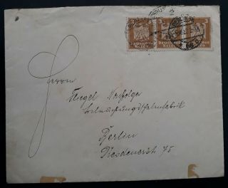 Rare 1927 Germany Cover Ties 3 X 3 Pfg Brown Eagle Stamps Canc Berlin