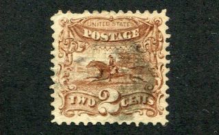 1869 U.  S.  Scott 113 Two Cent Post Horse & Rider Stamp - Cork Cancel