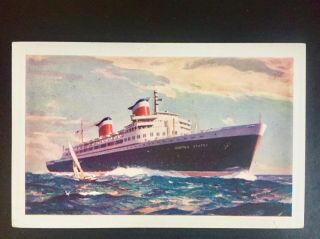 Ship Ss United States Postcard,  Sea Post Cancel Postal Mark 1953