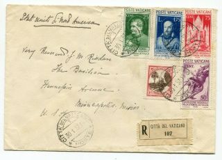 Vatican City 1937 Exposition Stamps - Registered Cover To Reverend In Minn,  Usa