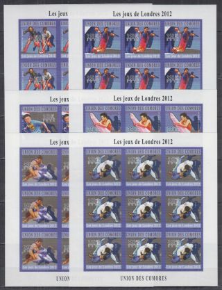 K695.  9x Comoro - Mnh - Sport - Olympic - London 2012 - Full Sheet - Imperf