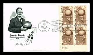 Dr Jim Stamps Us James Naismith Basketball First Day Cover Plate Block