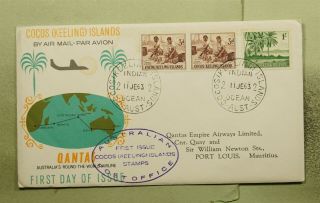 Dr Who 1963 Australia Cocos Island First Flight Qantas To Mauritius E55566